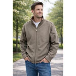 Mens Woolrich Brown Zip Up Outerwear Jacket Warm Knit Jacket Size XL